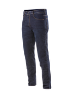 Alpinestars Pantaloni Jeans Radium, jeans da moto da uomo in denim Cordura elasticizzato blu scuro, con protezioni Bio-Flex sottili per guida urbana e sportiva.