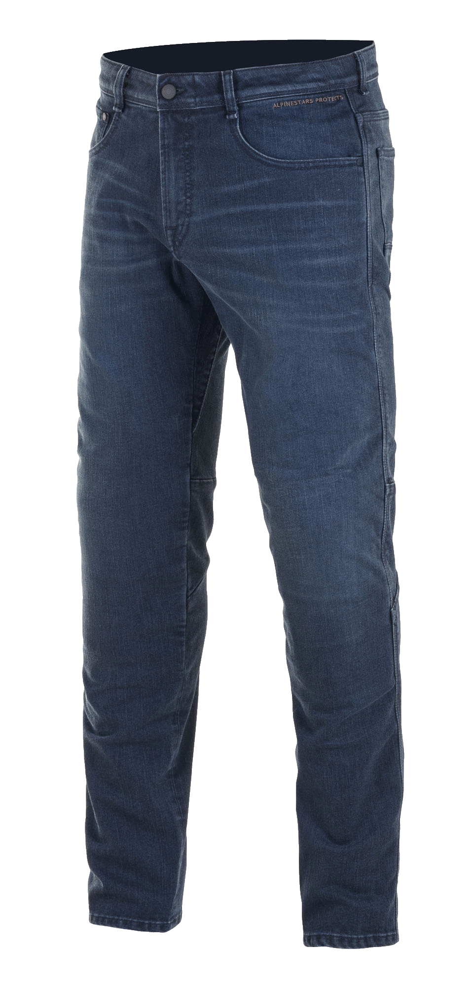 Alpinestars Pantaloni Jeans Radium AND Pantaloni Di Jeans Radium Plus, jeans da moto urban da uomo, blu scuro, realizzati in denim Cordura elasticizzato resistente all'abrasione con protezioni ginocchia Bio-Flex sottili e discrete.
