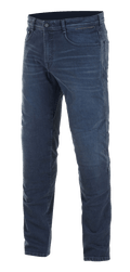 Alpinestars Pantaloni Jeans Radium AND Pantaloni Di Jeans Radium Plus, jeans da moto urban da uomo, blu scuro, realizzati in denim Cordura elasticizzato resistente all'abrasione con protezioni ginocchia Bio-Flex sottili e discrete.