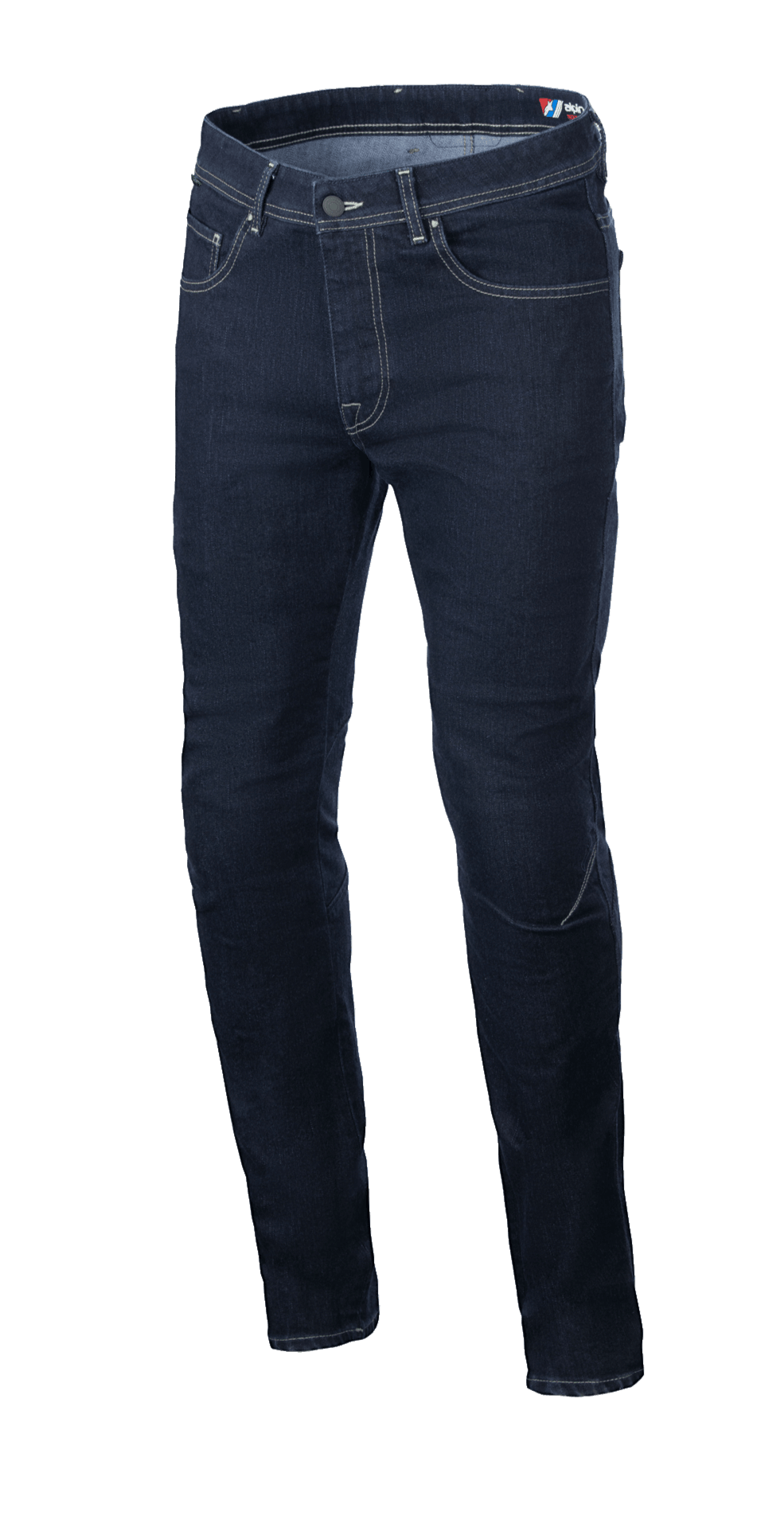 Alpinestars Radium V2 Denim Pants, jeans da moto, Rinse Blue, vestibilità regular tapered, classico design a cinque tasche, cuciture chiare a contrasto, struttura in denim Cordura® elasticizzato resistente