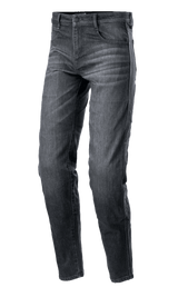 Alpinestars Sektor Regular Fit Denim Pants, jeans da moto casual, grigio scuro, vestibilità regolare, stile five-pocket classico, chiusura con bottone e zip, tessuto denim con texture leggermente sbiadita