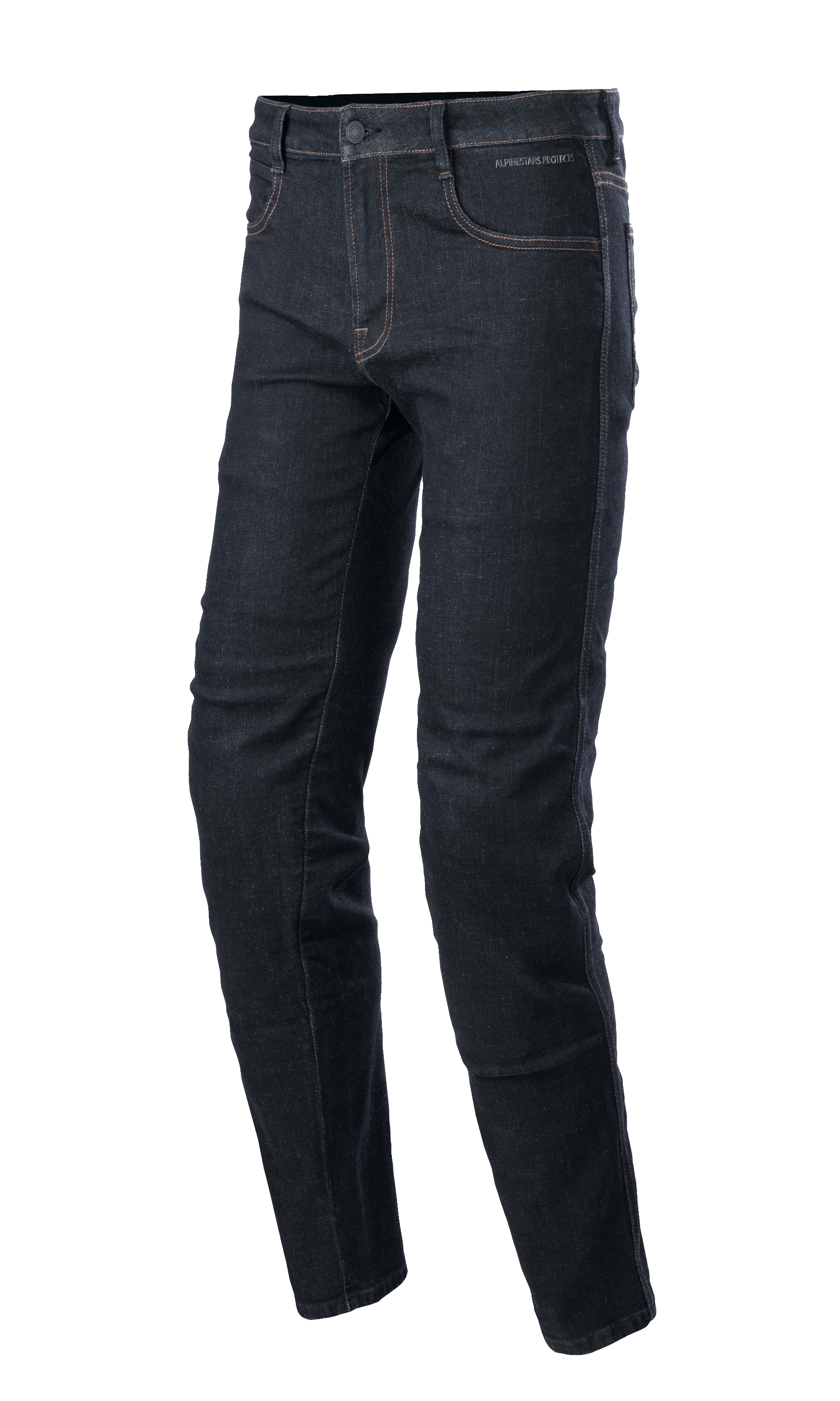 Alpinestars Sektor Regular Fit Denim, pantaloni da moto Rinse Blue, gamba affusolata con cuciture a contrasto, design a cinque tasche con passanti per cintura e chiusura con bottone, tessuto denim elasticizzato, stile urban riding