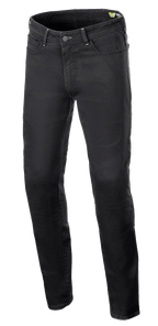 Alpinestars Copper V3 Denim Pants, pantaloni da moto, nero, vestibilità regular a gamba dritta, denim di cotone elasticizzato con cuciture in tinta e design a cinque tasche, abbigliamento protettivo per uso urbano
