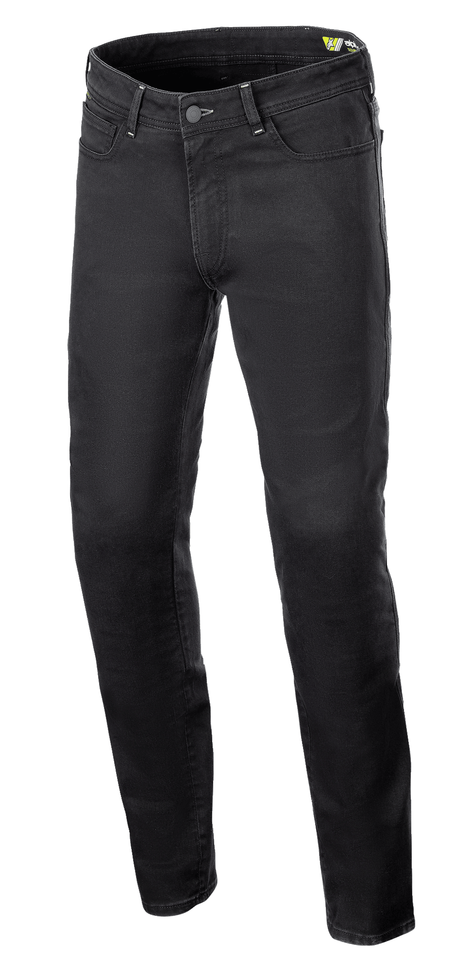 Alpinestars Copper V3 Denim Pants, pantaloni da moto, nero, vestibilità regular a gamba dritta, denim di cotone elasticizzato con cuciture in tinta e design a cinque tasche, abbigliamento protettivo per uso urbano