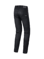 Alpinestars Jeans Da Moto Cerium Tech Stretch, pantaloni in denim slim fit da uomo, nero, tessuto tecnico elasticizzato con protezioni Nucleon Plus, vista posteriore, certificati CE