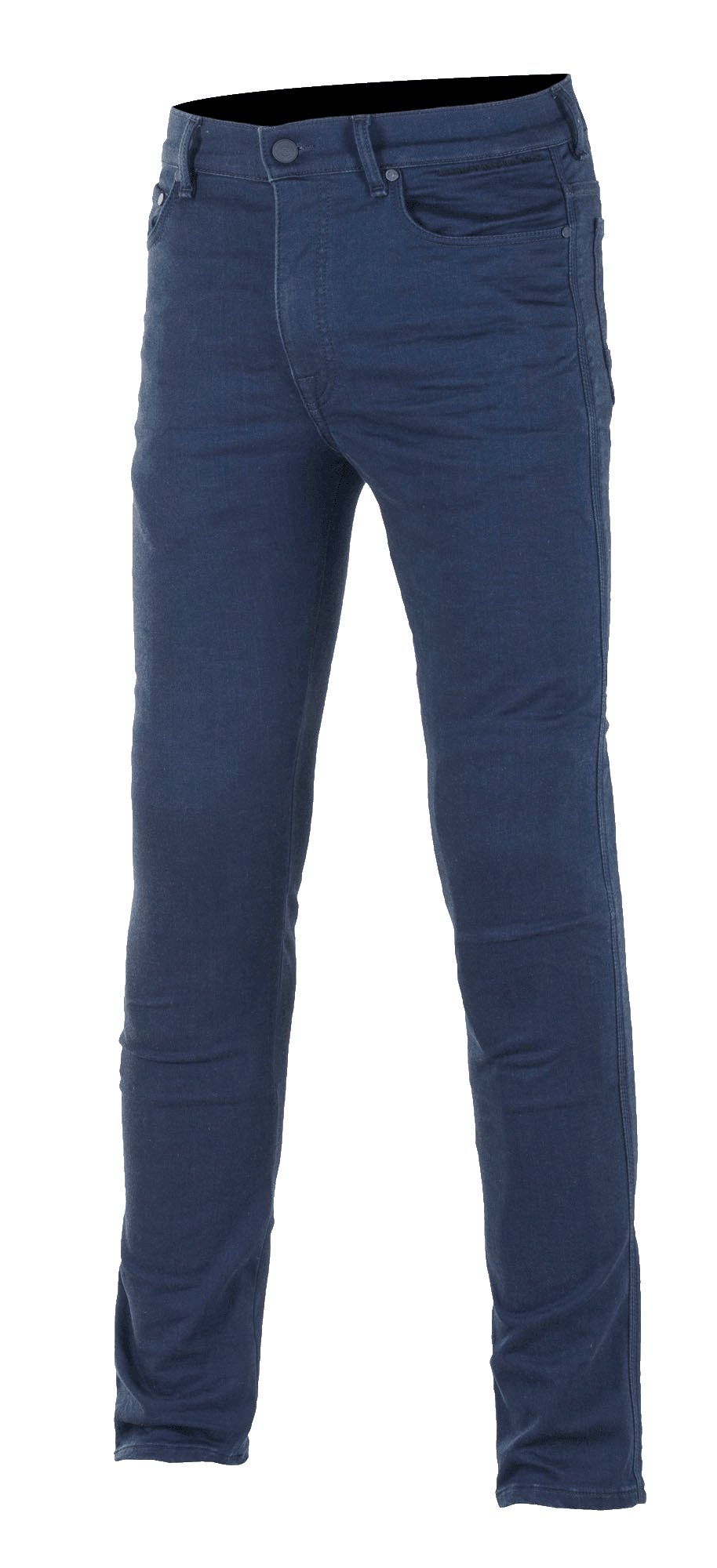 Alpinestars Cerium Tech Stretch Riding Denim, jeans da moto, blu scuro, vestibilità slim, design a cinque tasche con chiusura a bottone e cerniera, passanti per cintura, tessuto elasticizzato per il comfort alla guida.