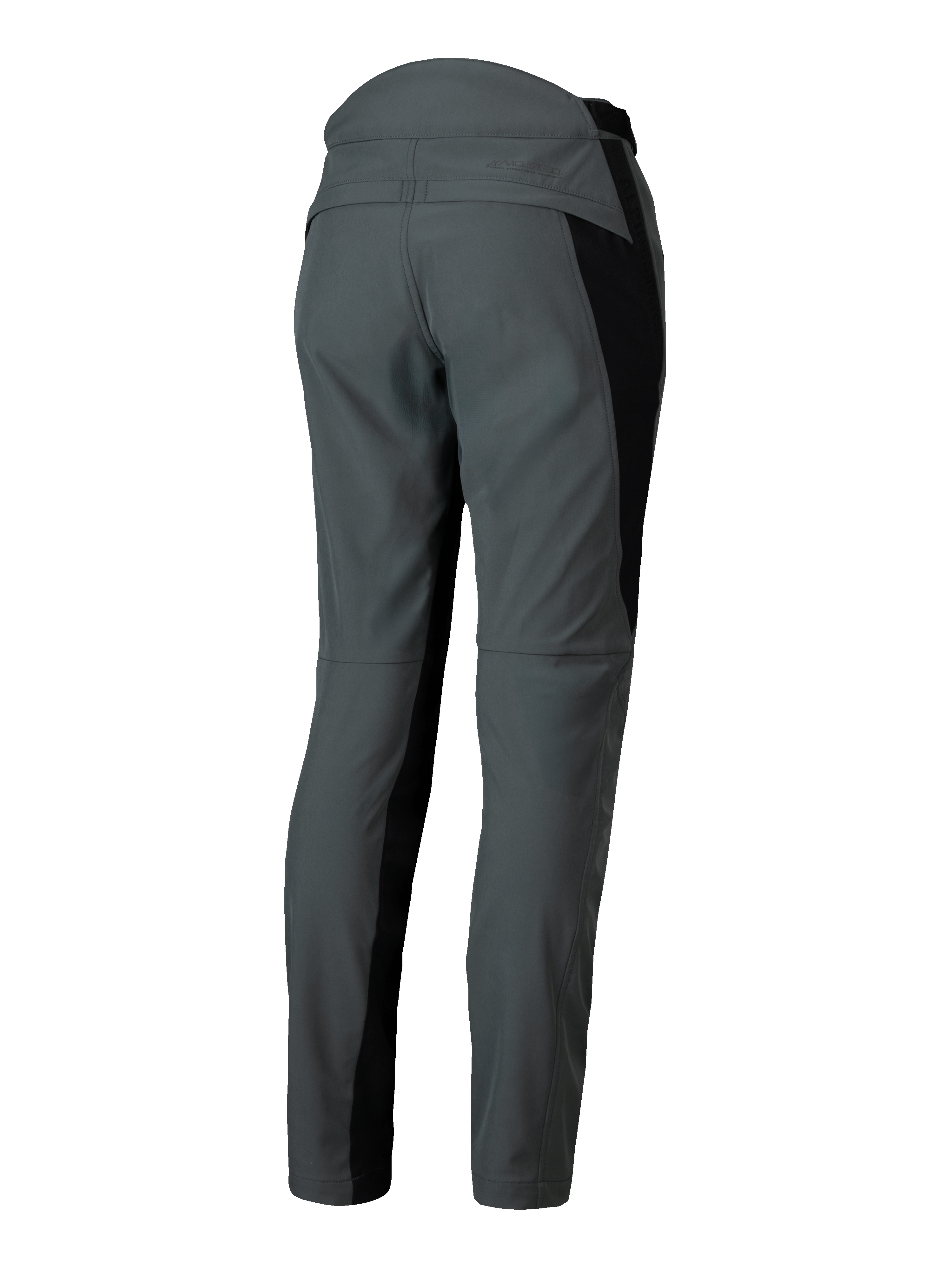 Alpinestars pantaloni Alamosa, pantaloni da moto urban da donna, grigi e neri, tessuto softshell con pannelli laterali elasticizzati, vestibilità slim fit, vista posteriore