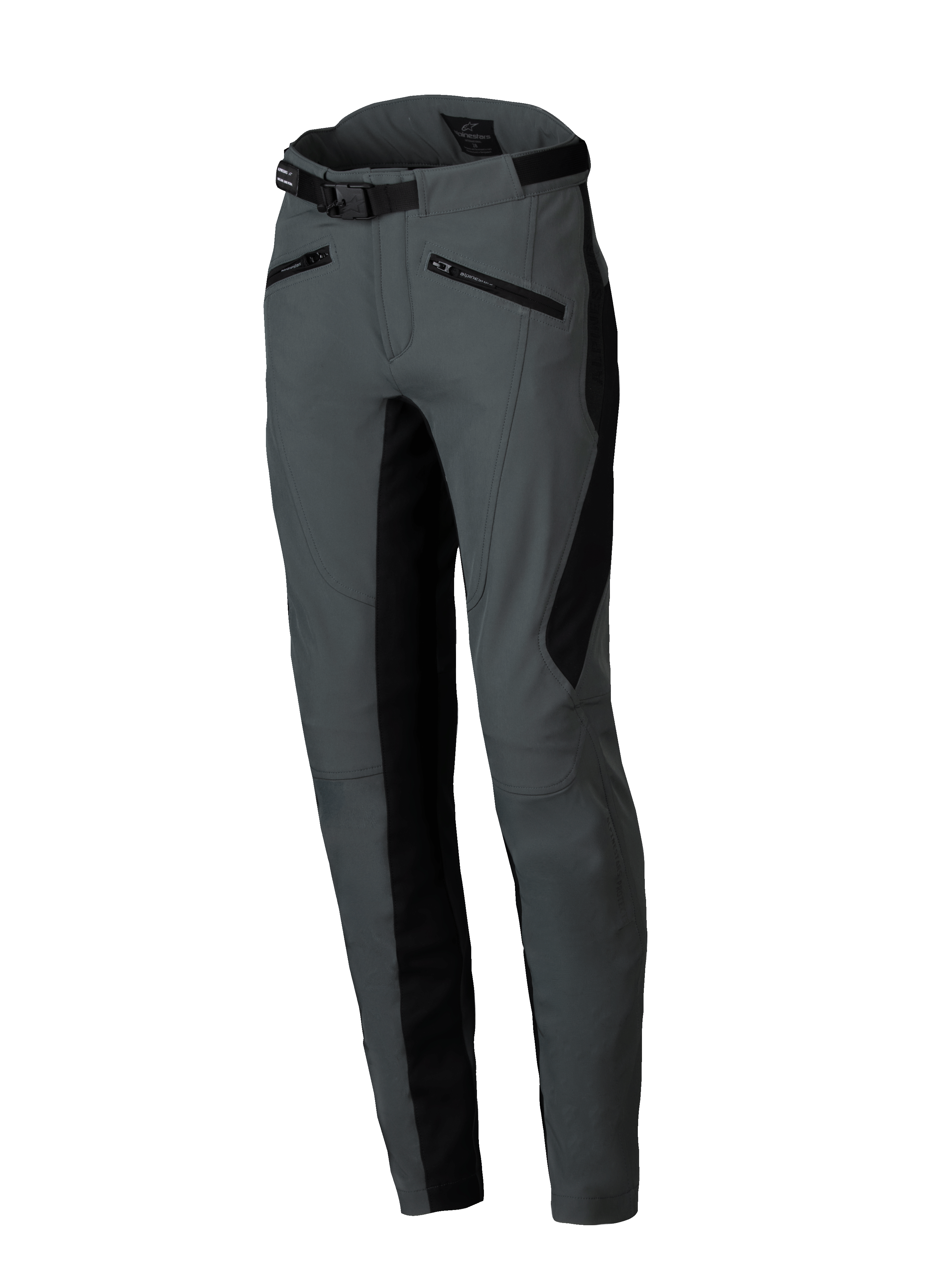 Alpinestars Pantaloni Alamosa da donna, pantaloni da moto in softshell grigio e nero, slim fit con cintura regolabile.