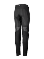 Alpinestars Stella Troop-Air Pants, pantaloni da moto da donna, nero, vista posteriore con ampi pannelli di ventilazione in rete sul retro delle gambe, costruzione in tessuto e piccolo logo bianco sul passante posteriore della cintura.