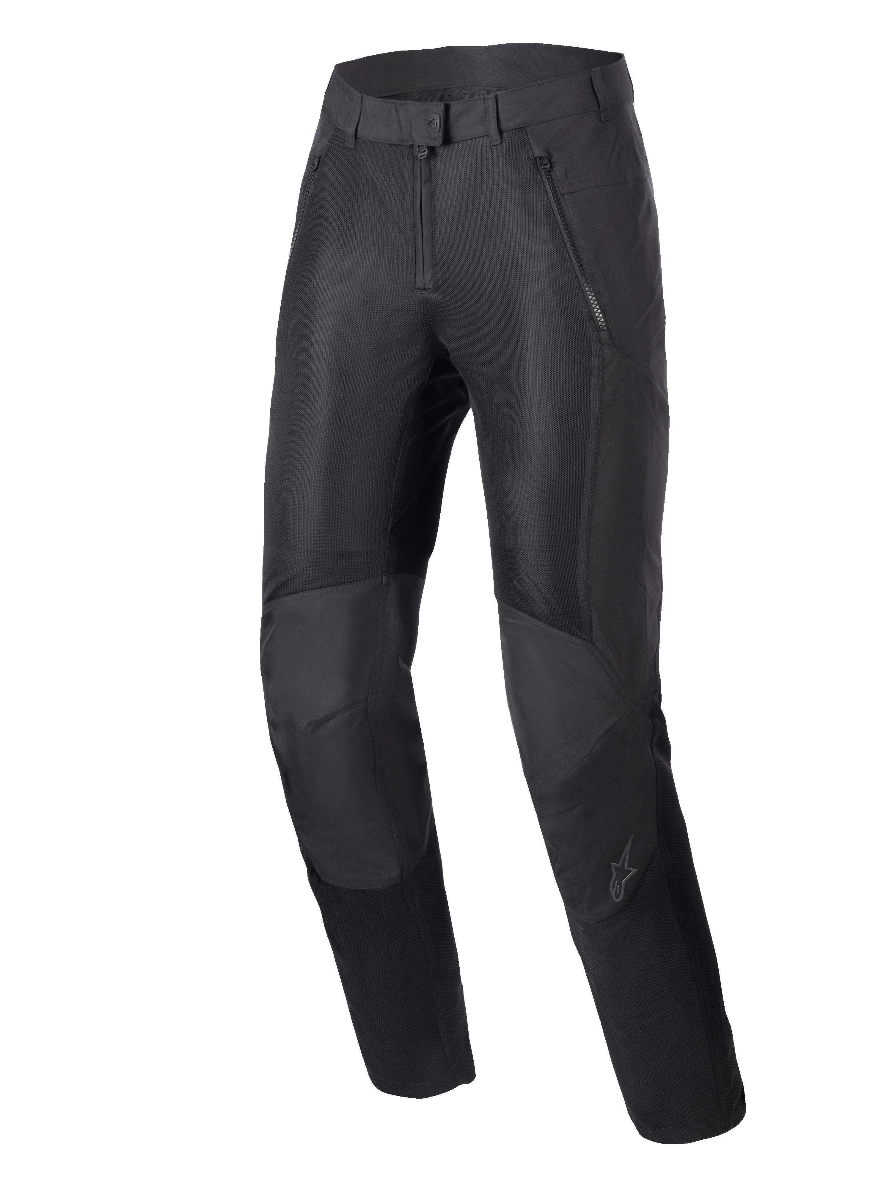 Alpinestars Stella C-1 Air Pants, pantaloni da moto urban da donna, nero, con ampi pannelli di ventilazione in mesh sul davanti, robusta struttura in politessuto e design ergonomico del ginocchio con protezione integrata.