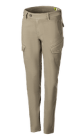 Alpinestars Caliber Women's Tech Riding Denim, pantaloni da moto da donna, verde militare, stile combat con tasche cargo angolate, vestibilità slim affusolata, passanti per cintura, chiusura con bottone e zip, resistente tessuto Cordura elasticizzato per la guida urbana