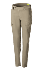 Alpinestars Caliber Women's Tech Riding Denim, pantaloni da moto da donna, verde militare, stile combat con tasche cargo angolate, vestibilità slim affusolata, passanti per cintura, chiusura con bottone e zip, resistente tessuto Cordura elasticizzato per la guida urbana