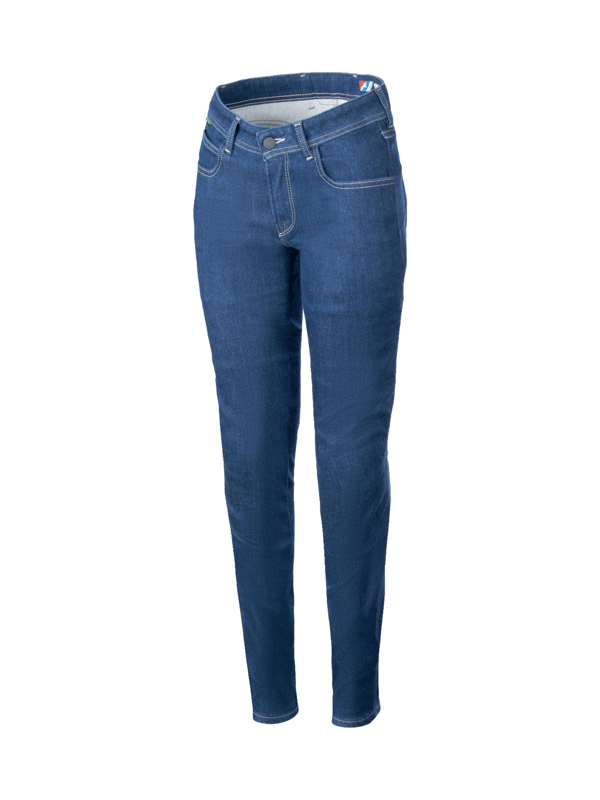 Alpinestars Jeans Da Moto Daisy V3, jeans moto urban slim fit da donna, blu, in cotone elasticizzato con protezioni Nucleon Flex Plus, certificati CE