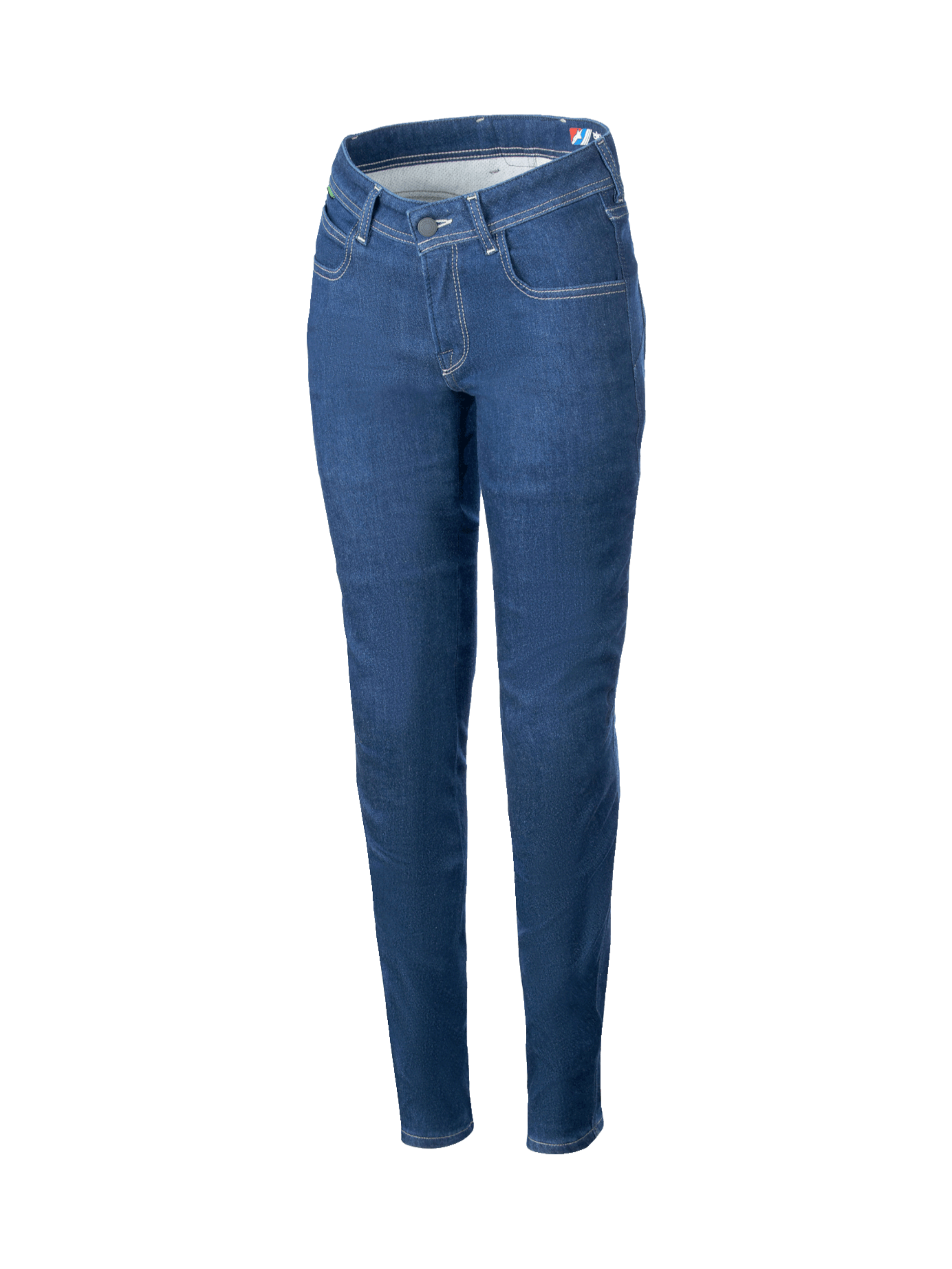 Alpinestars Jeans Da Moto Daisy V3, jeans moto urban slim fit da donna, blu, in cotone elasticizzato con protezioni Nucleon Flex Plus, certificati CE