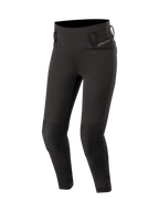 Alpinestars Leggings Banshee, leggings da moto da donna in nero, inserti a fisarmonica sulle ginocchia, protezioni certificate CE, stile urban casual in tessuto elastico con fodera aramidica