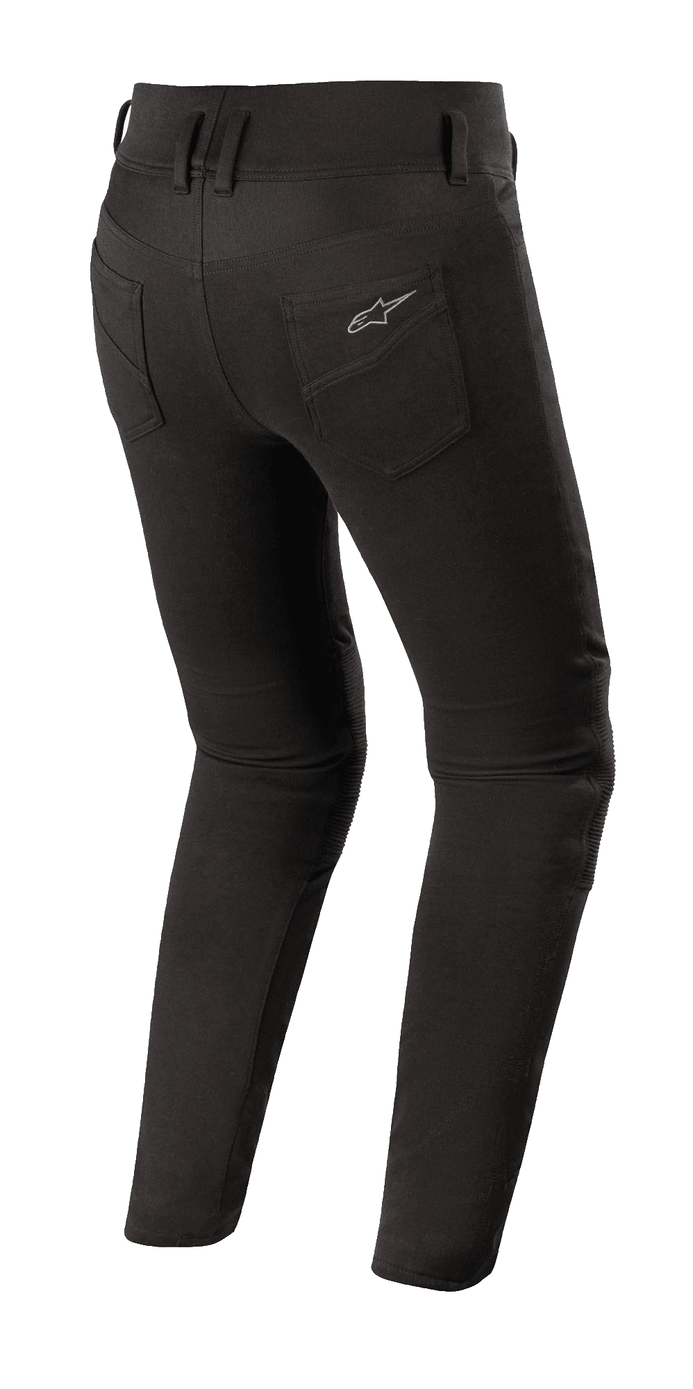 Leggings Donna Alpinestars Banshee, leggings da moto neri, vista posteriore con vestibilità aderente, tasche posteriori con logo Alpinestars, tessuto elastico anatomico per uso stradale urbano