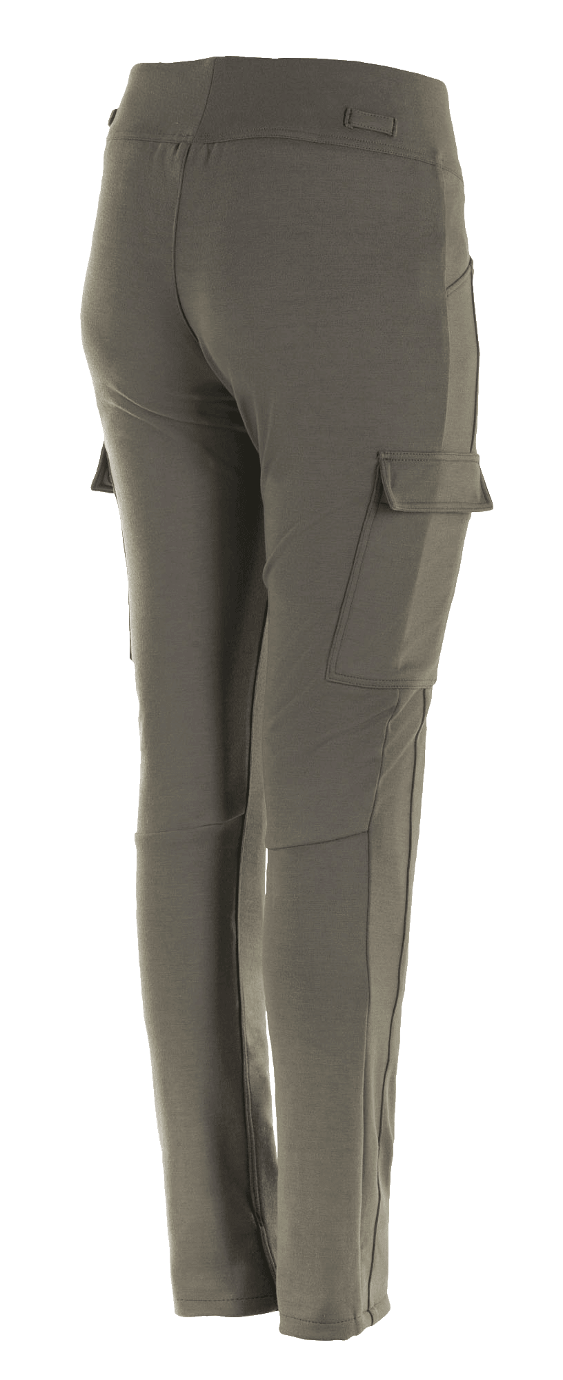 Leggings Alpinestars Iria Donna, Verde Militare, vista posteriore a tre quarti, dotati di tasca cargo sulla coscia con chiusura a patta, design slim-fit con profilo anatomico, struttura in tessuto per guida urbana in moto