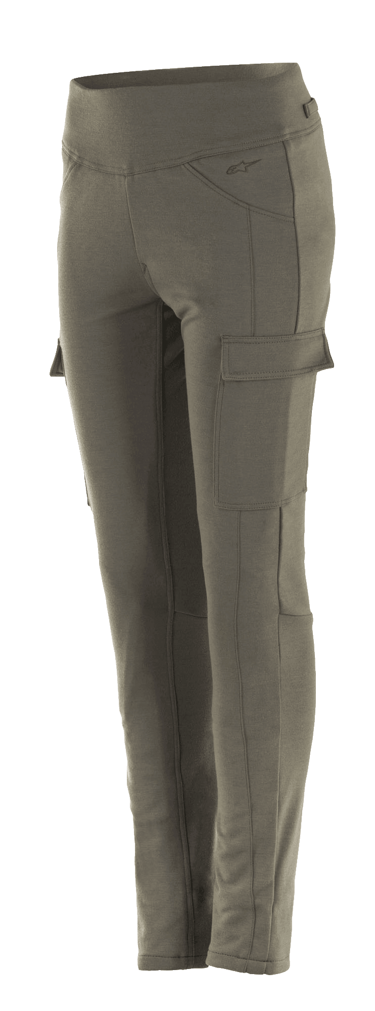 Alpinestars Women's Iria Leggings, leggings da moto verde militare, vestibilità slim con tasche cargo laterali, ampia fascia elastica in vita, abbigliamento urban dal profilo anatomico