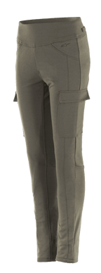 Alpinestars Women's Iria Leggings, leggings da moto verde militare, vestibilità slim con tasche cargo laterali, ampia fascia elastica in vita, abbigliamento urban dal profilo anatomico