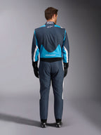Alpinestars Tuta GP Pro Comp V2 FIA, tuta da corsa auto uomo, grigio e ciano, vista posteriore, protezione certificata FIA.