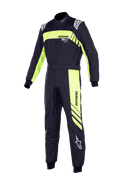 Alpinestars Youth KMX-9 V3 Suit Graphic 3, tuta da karting, nero e giallo fluo, design a pezzo unico con colletto alto, cintura in vita e polsini a costine, con logo "ASTARS" in evidenza e grafiche a strisce diagonali