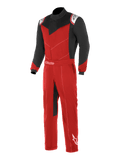 Alpinestars Kart Indoor Suit, tuta da karting, rosso e nero con dettagli bianchi, maniche e pannelli superiori del petto neri, busto e gambe rossi, con apertura frontale asimmetrica e cintura regolabile in vita