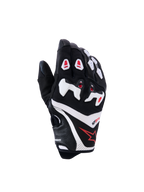 Guanti Alpinestars SP-R Pro, guanti da moto racing, nero con dettagli bianchi e rossi, vista del dorso con protezione delle nocche in TPU divisa, costruzione in pelle testurizzata e mesh, logo con stella rossa sul polso