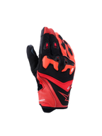 Guanti Alpinestars SP-R Pro, guanti da moto sportivi, rosso acceso, rosso fluo e nero, protezione nocche in TPU divisa, dita in pelle traforata per la ventilazione, design in pelle di capra e tessuto con logo a stella Alpinestars