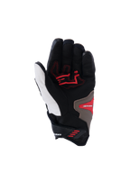 Guanti Alpinestars SP-R Pro, vista del palmo, colorazione Walnut Mastic Black, con inserti grip rossi su base nera e bianca con accenti beige, guanti da moto sportivi a polsino corto con palmo rinforzato e design ergonomico.