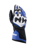 Guanti Alpinestars SP-9, guanti da moto racing e sportivi, blu brillante, bianco e nero, realizzati in pelle di capra con protezione nocche divise SP-R, polsino lungo con doppia chiusura, design sportivo per prestazioni in pista e su strada