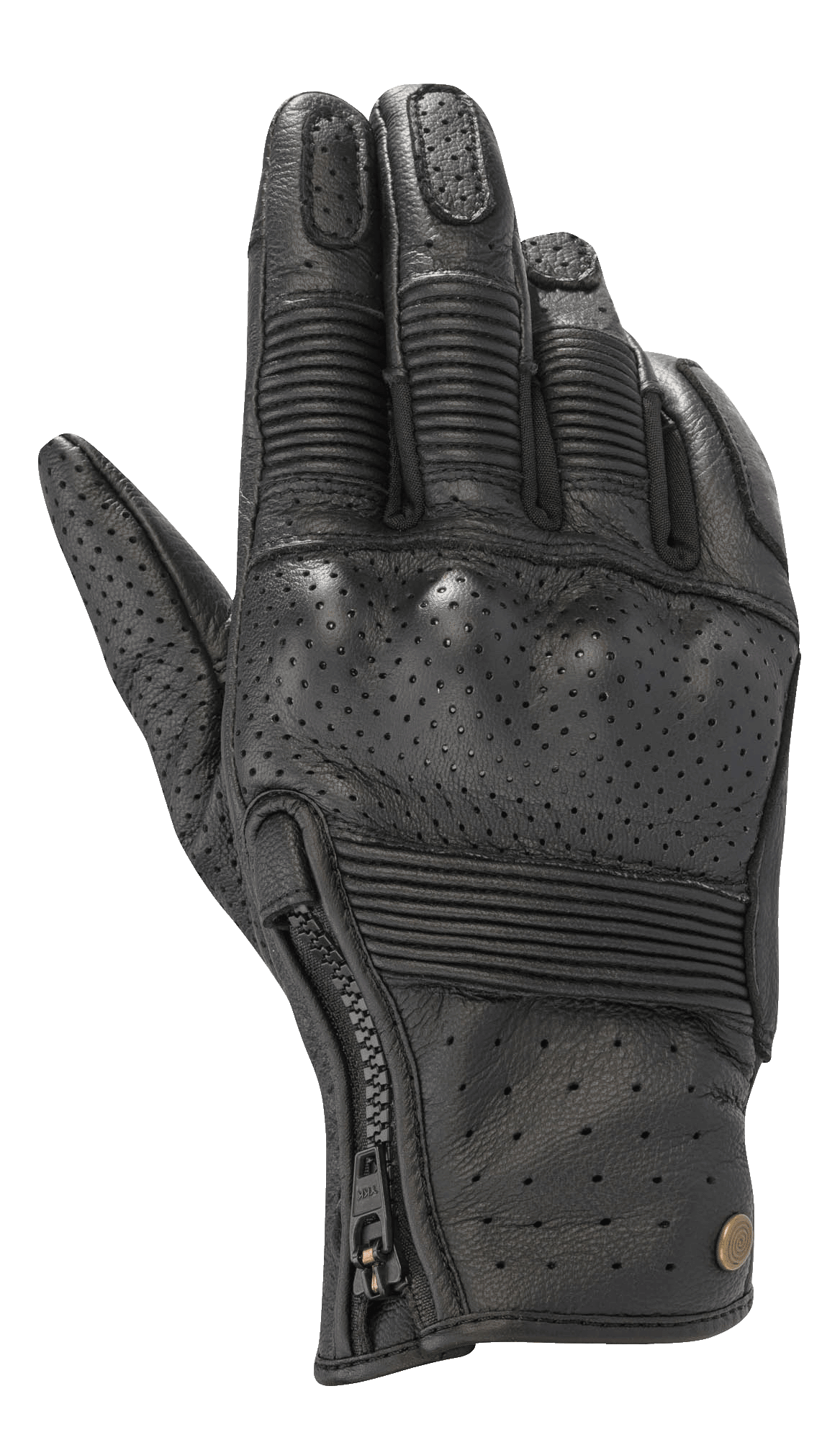 Alpinestars Rayburn V2 Leather Gloves, nero, guanti da moto urban in pelle traforata, inserti a fisarmonica su dita e dorso, chiusura laterale con zip e stile d'ispirazione heritage