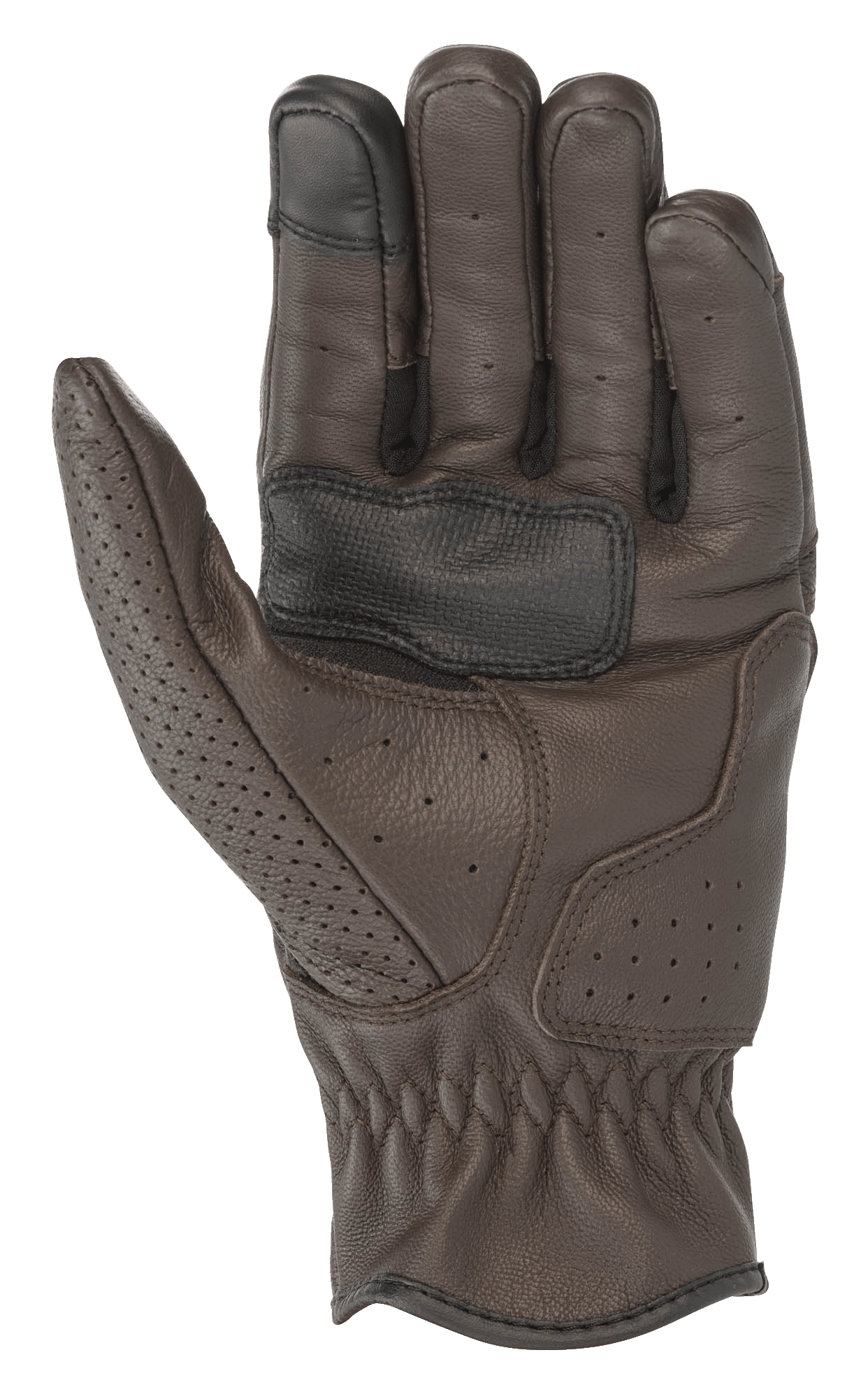 Alpinestars Guanti in pelle Rayburn V2, marrone Tobacco, vista del palmo, costruzione in pelle premium con perforazioni localizzate, palmo rinforzato per il grip e punta del dito compatibile con touchscreen, abbigliamento moto urbano d'ispirazione heritage