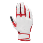 Alpinestars Dyno Leather Gloves, guanti da moto, ecru e rosso rubino, costruzione in pelle traforata, pannelli a fisarmonica sulle dita, cinturino regolabile al polso, protezione delle nocche coperta