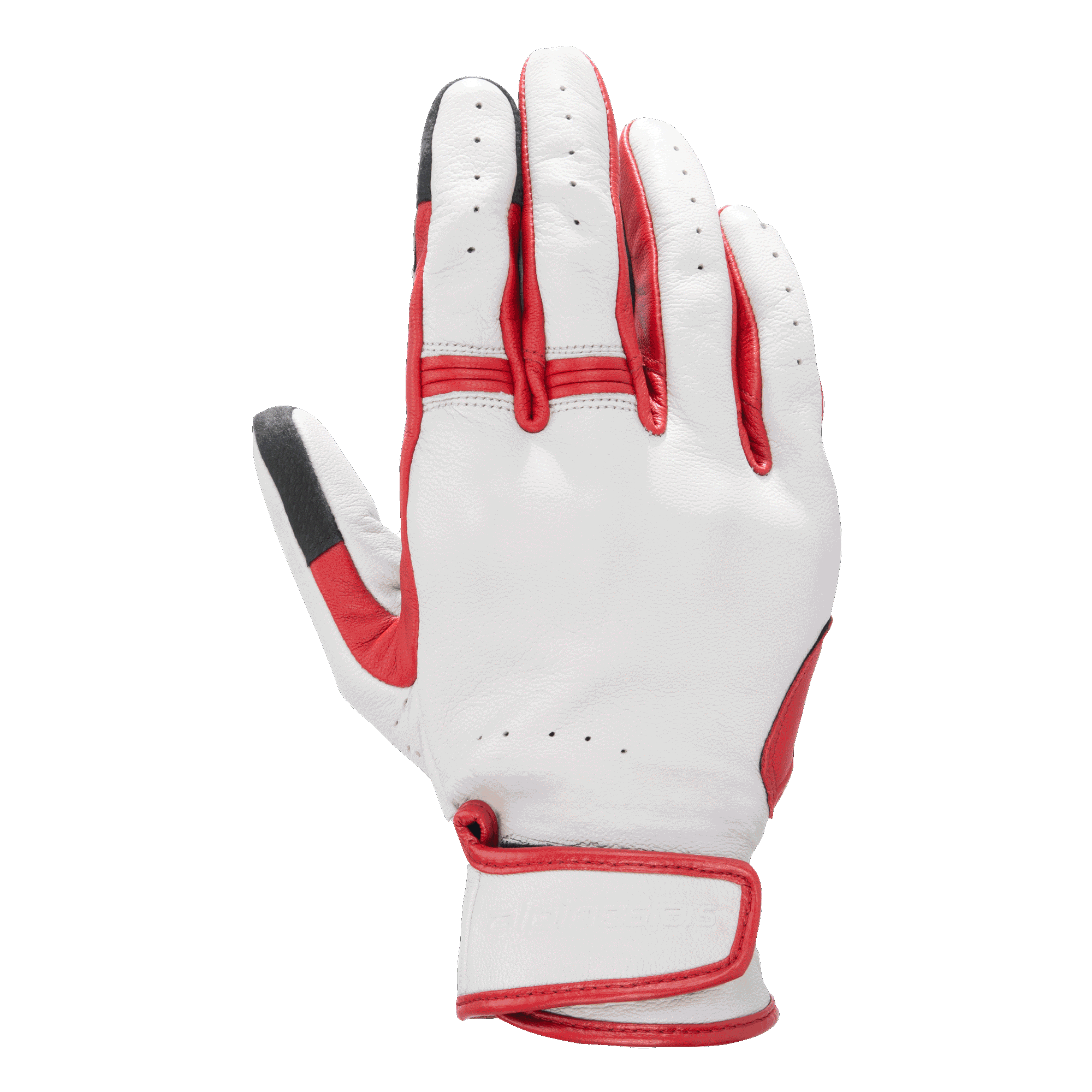 Alpinestars Dyno Leather Gloves, guanti da moto, ecru e rosso rubino, costruzione in pelle traforata, pannelli a fisarmonica sulle dita, cinturino regolabile al polso, protezione delle nocche coperta