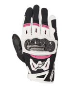 Alpinestars Stella SMX-2 Air Carbon V2, guanti da moto racing da donna, nero, bianco e fucsia, con protezione nocche in fibra di carbonio, ventilazione in mesh 3D e logo Alpinestars, design sportivo a polsino corto