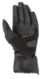 Alpinestars Guanti Stella SP-8 V3 da donna, guanti da moto, nero, vista del palmo con pannelli in pelle rinforzata e dettagli traforati, ampia chiusura regolabile del polso con linguetta, equipaggiamento protettivo ad alte prestazioni per donna