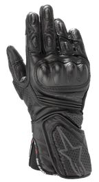 Alpinestars Stella SP-8 V3, guanti da moto racing da donna, neri, struttura in pelle pregiata, protezione rigida per le nocche, ventilazione traforata, dita e polso imbottiti, logo a stella e cinturino 'One Goal One Vision'