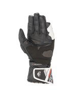 Alpinestars Guanti Stella SP-8 V3, guanti da moto in pelle da donna, neri e bianchi, palmo rinforzato con tecnologia Arshield, design racing con inserti traforati