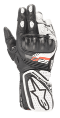 Alpinestars Stella SP-8 V3 da donna, guanti da moto racing, nero e bianco, con protezione nocche rigida sagomata, pannelli in pelle traforata traspirante, polsino esteso con grande logo a stella e grafica SP-8 rossa