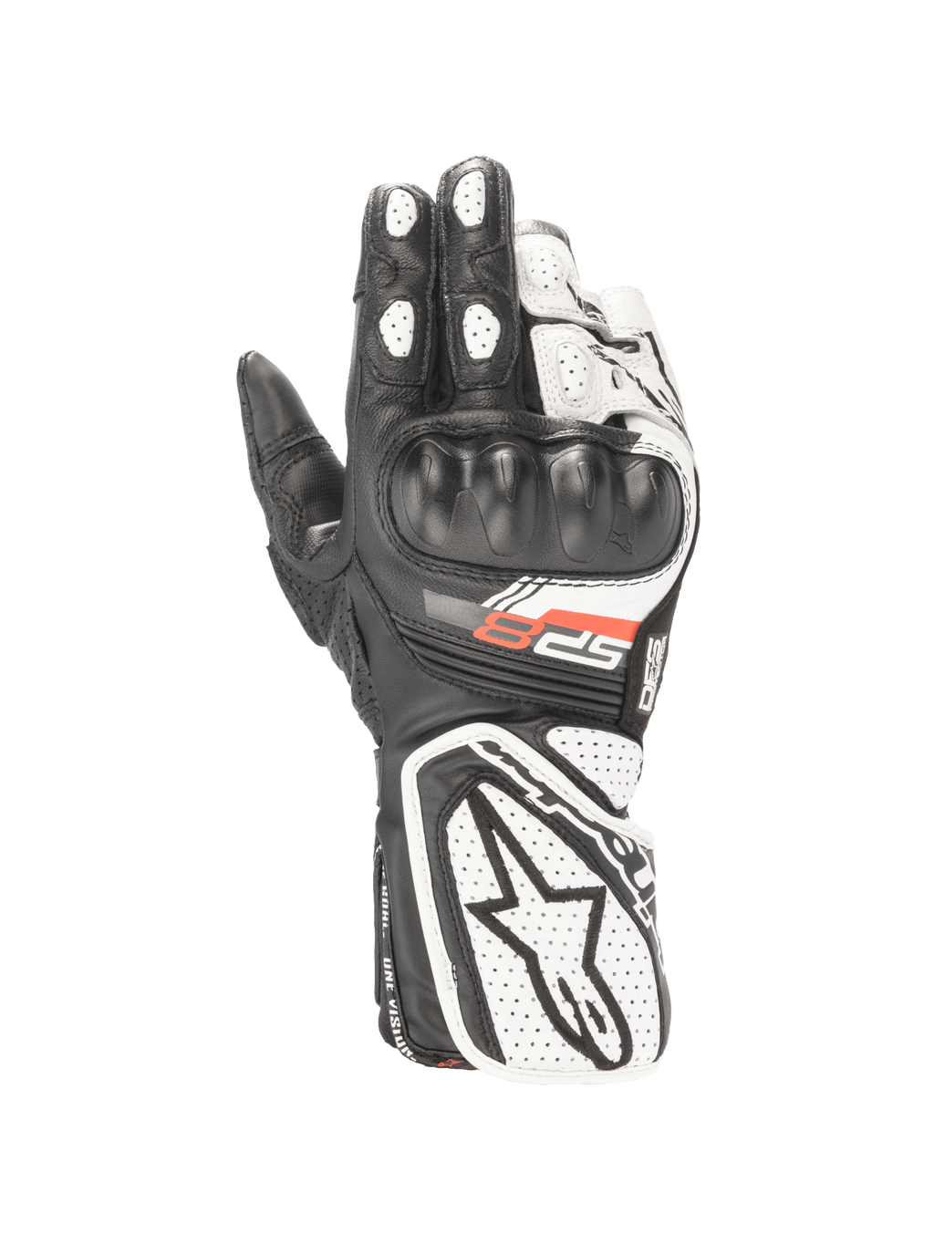 Guanti Alpinestars Stella SP-8 V3, guanti da moto racing da donna, neri e bianchi, in pelle con protezione nocche rigida, certificati CE
