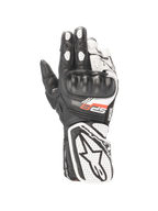 Guanti Alpinestars Stella SP-8 V3, guanti da moto racing da donna, neri e bianchi, in pelle con protezione nocche rigida, certificati CE