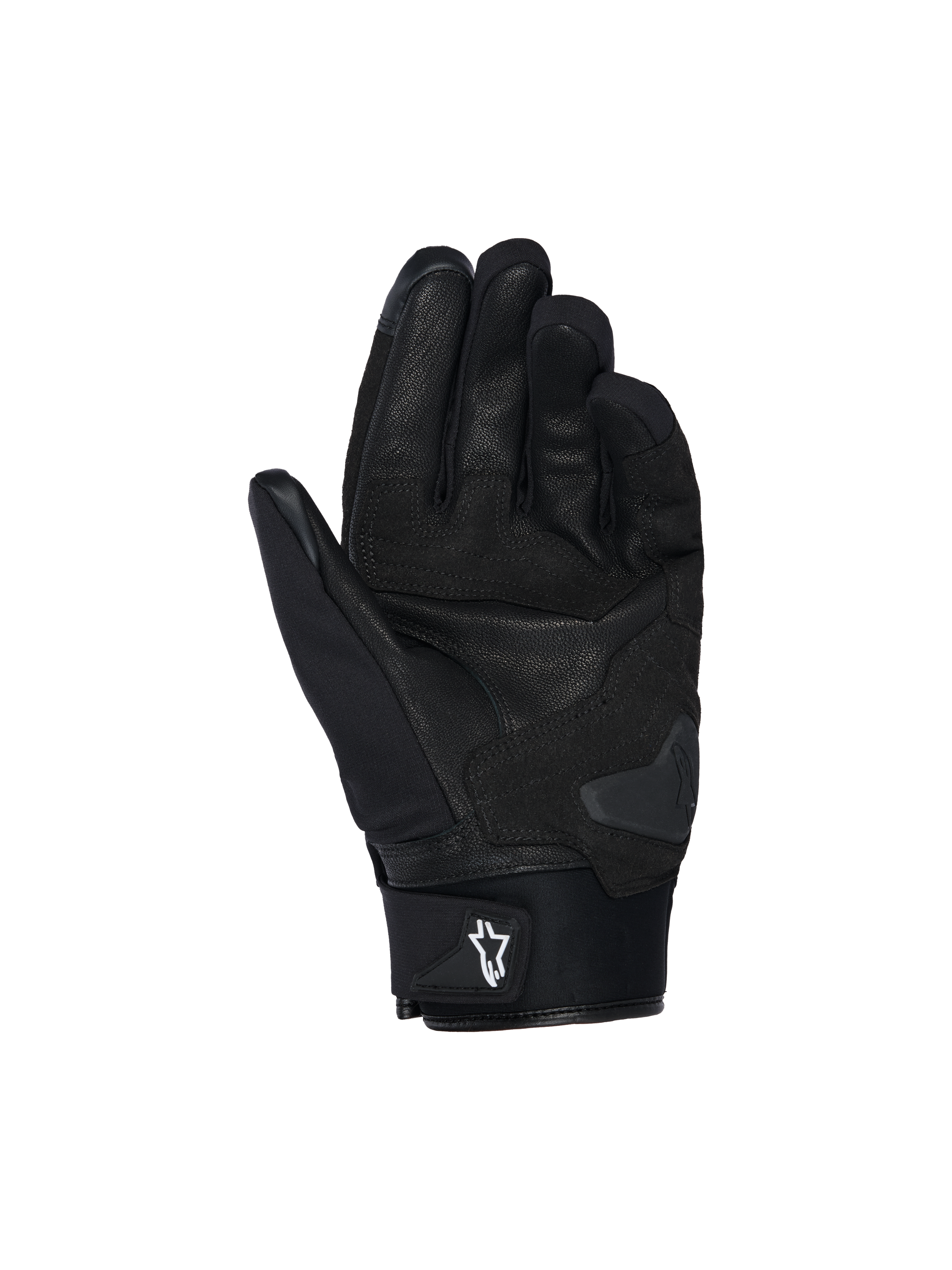 Alpinestars Guanti Impermeabili SP X Z, guanti da moto, nero, vista del palmo con costruzione in pelle, imbottitura rinforzata e slider per la resistenza all'abrasione