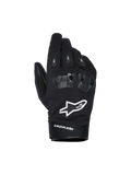 Guanti Alpinestars SP X Z Waterproof, guanti da moto neri con logo a stella bianco, protezione nocche in TPU SP X testurizzata con segmenti neri lucidi, design stradale con cuciture rinforzate, costruzione impermeabile per la guida in ogni condizione atmosferica