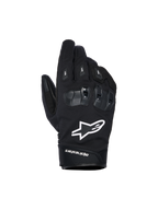 Guanti Alpinestars SP X Z Waterproof, guanti da moto neri con logo a stella bianco, protezione nocche in TPU SP X testurizzata con segmenti neri lucidi, design stradale con cuciture rinforzate, costruzione impermeabile per la guida in ogni condizione atmosferica