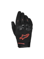 Alpinestars SP X Z Waterproof Gloves, guanti da moto, nero e rosso fluo, con protezioni nocche in TPU divise e ventilate, logo rosso fluo acceso sul dorso e costruzione in tessuto e pelle resistente per prestazioni in ogni condizione climatica.