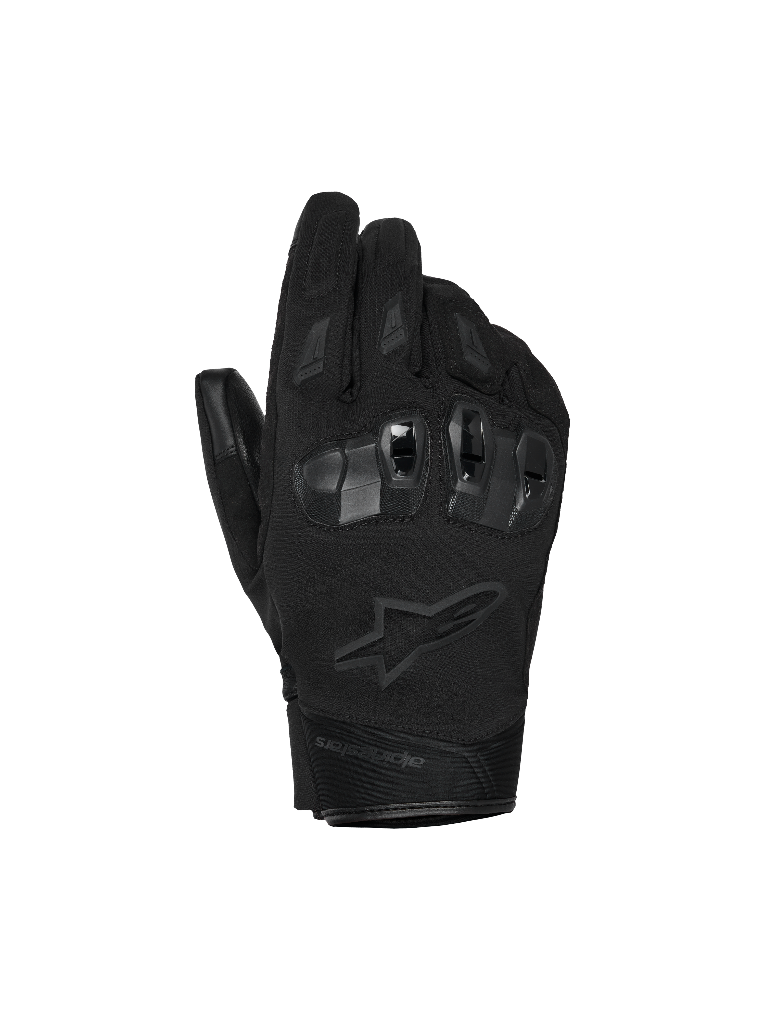Alpinestars SP X Z Waterproof Gloves, guanti da moto, neri, con protezione nocche in TPU a guscio rigido, logo a stella Alpinestars tono su tono e robusta costruzione in tessuto per la guida in ogni condizione atmosferica.