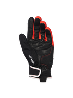 Guanti Alpinestars Moblast Waterproof, nero, antracite e arancione, vista del palmo con costruzione in pelle di capra, logo Drystar, vivaci accenti arancioni tra le dita e design a polsino corto con chiusura del polso bordata in bianco