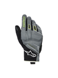 Alpinestars Moblast Waterproof Gloves, guanti da moto, grigio e nero con accenti giallo zolfo, design urbano a polsino corto, logo Astar bianco sul polso, branding giallo neon sull'indice, prestazioni impermeabili Drystar per il pendolarismo di mezza stagione