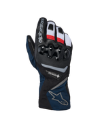 Alpinestars WT-8 GORE-TEX Insulated Gloves, guanti moto invernali, nero e blu scuro con accenti rossi e bianchi, con protezione nocche in TPU rigido, logo GORE-TEX e design a polsino lungo