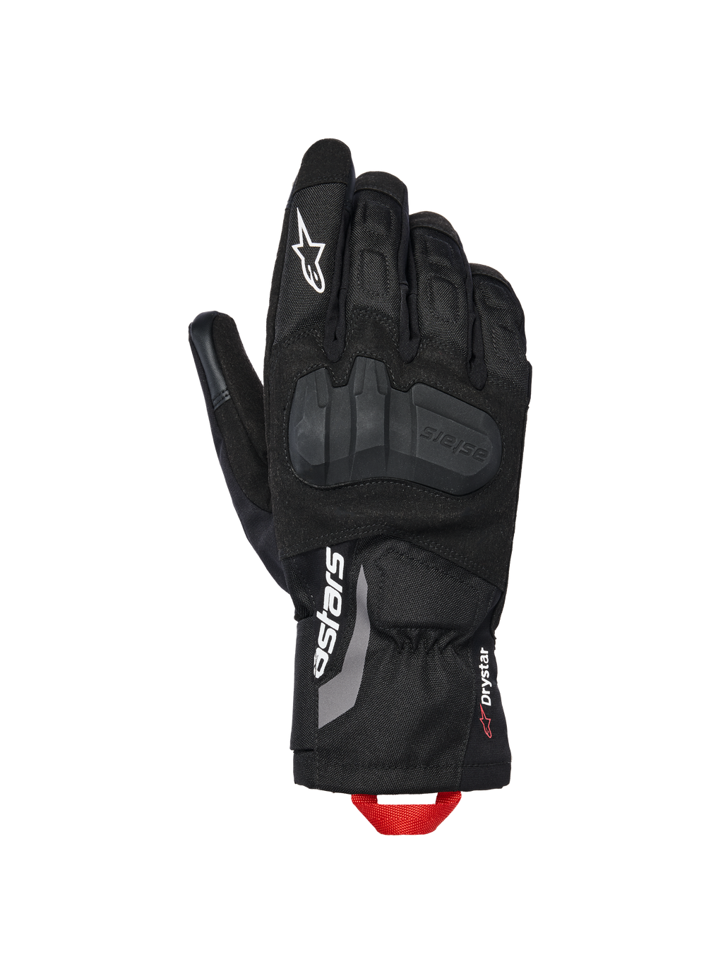 Guanti Alpinestars XT-3 Drystar® Insulated, guanti moto adventure, nero con logo bianco e asola rossa, protezione nocche integrata, costruzione in tessuto e pelle scamosciata, polsino di media lunghezza